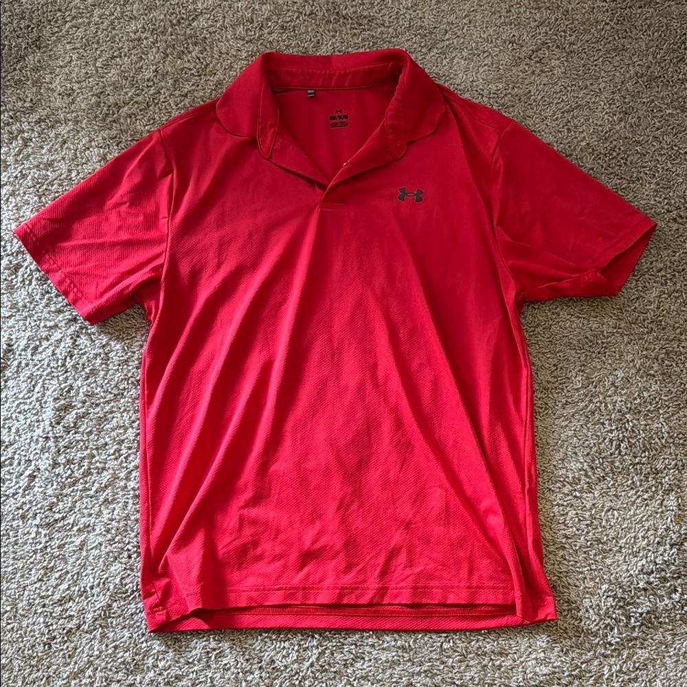 Under Armour Red Short-Sleeve Polo with Logo